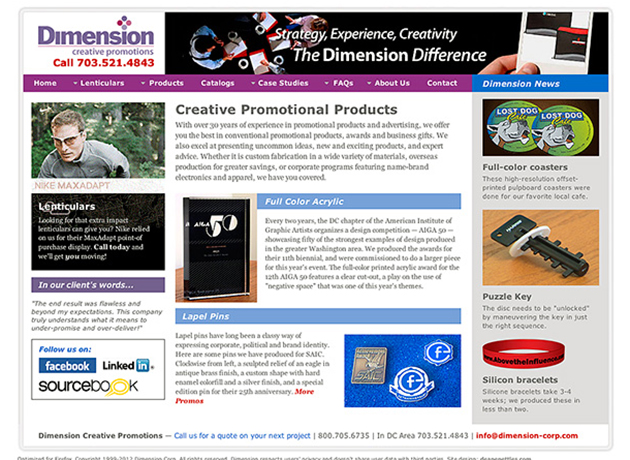 Dimension; producer of lenticular printing and promotional items.