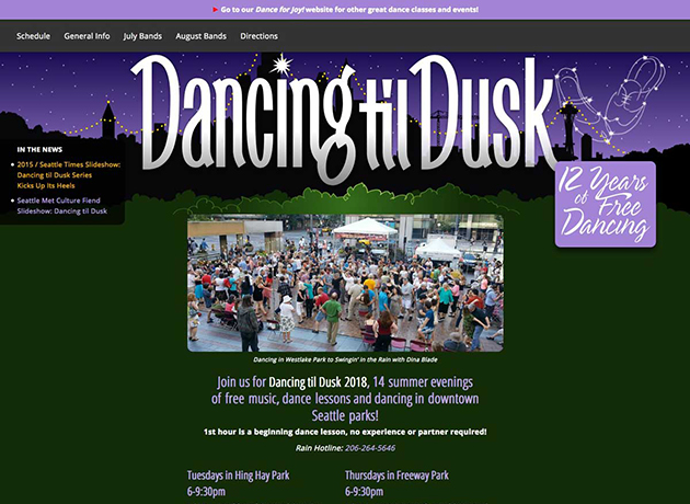 Dancing til Dusk; Summer music and dance series in Seattle parks.