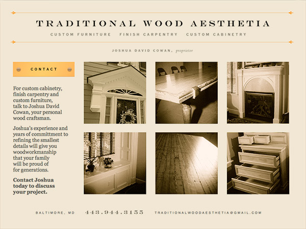 Wood Aesthetia carpentry & furniture making website; click image to go to site